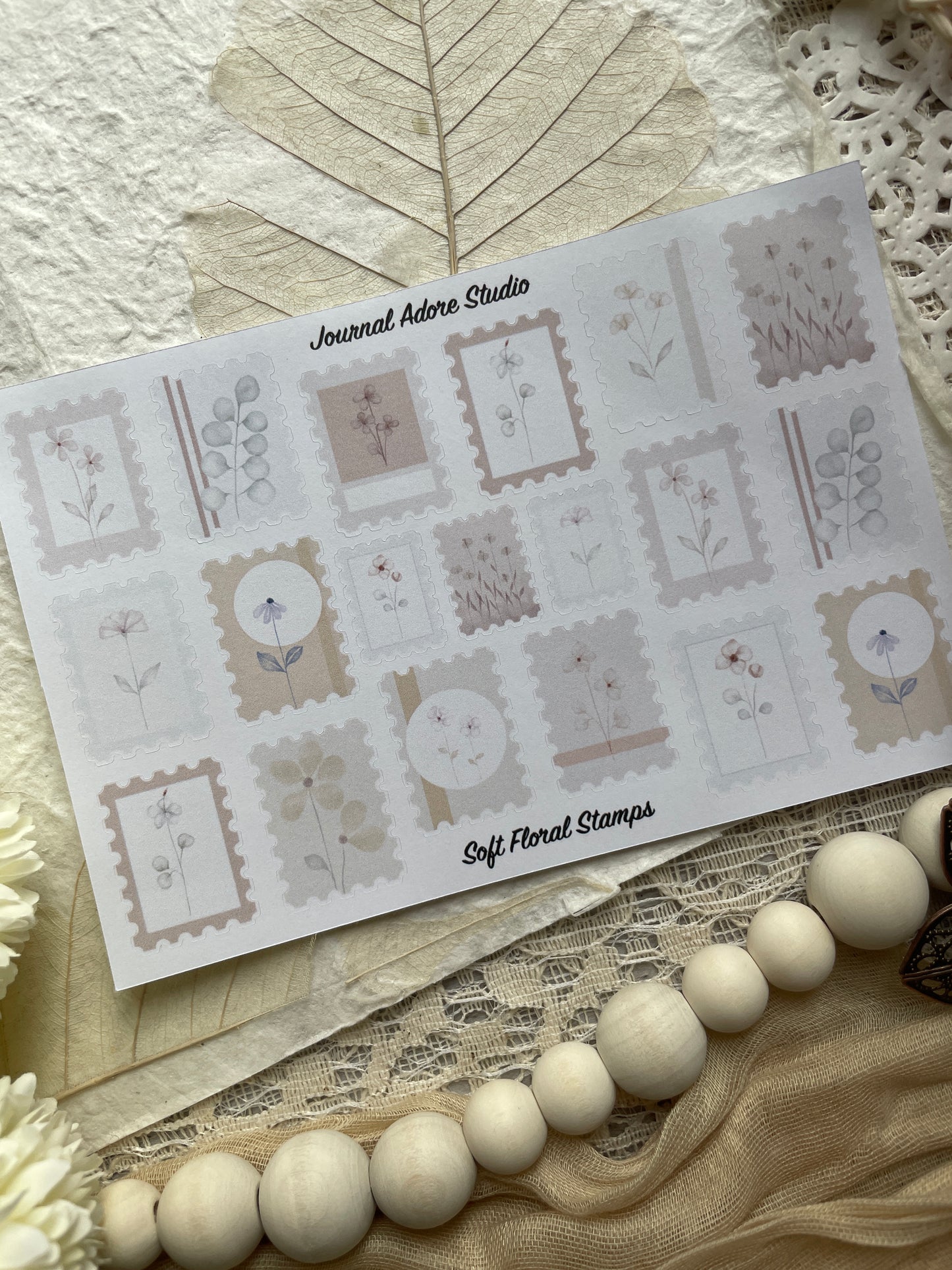 Soft Floral Stamps Sticker Sheet