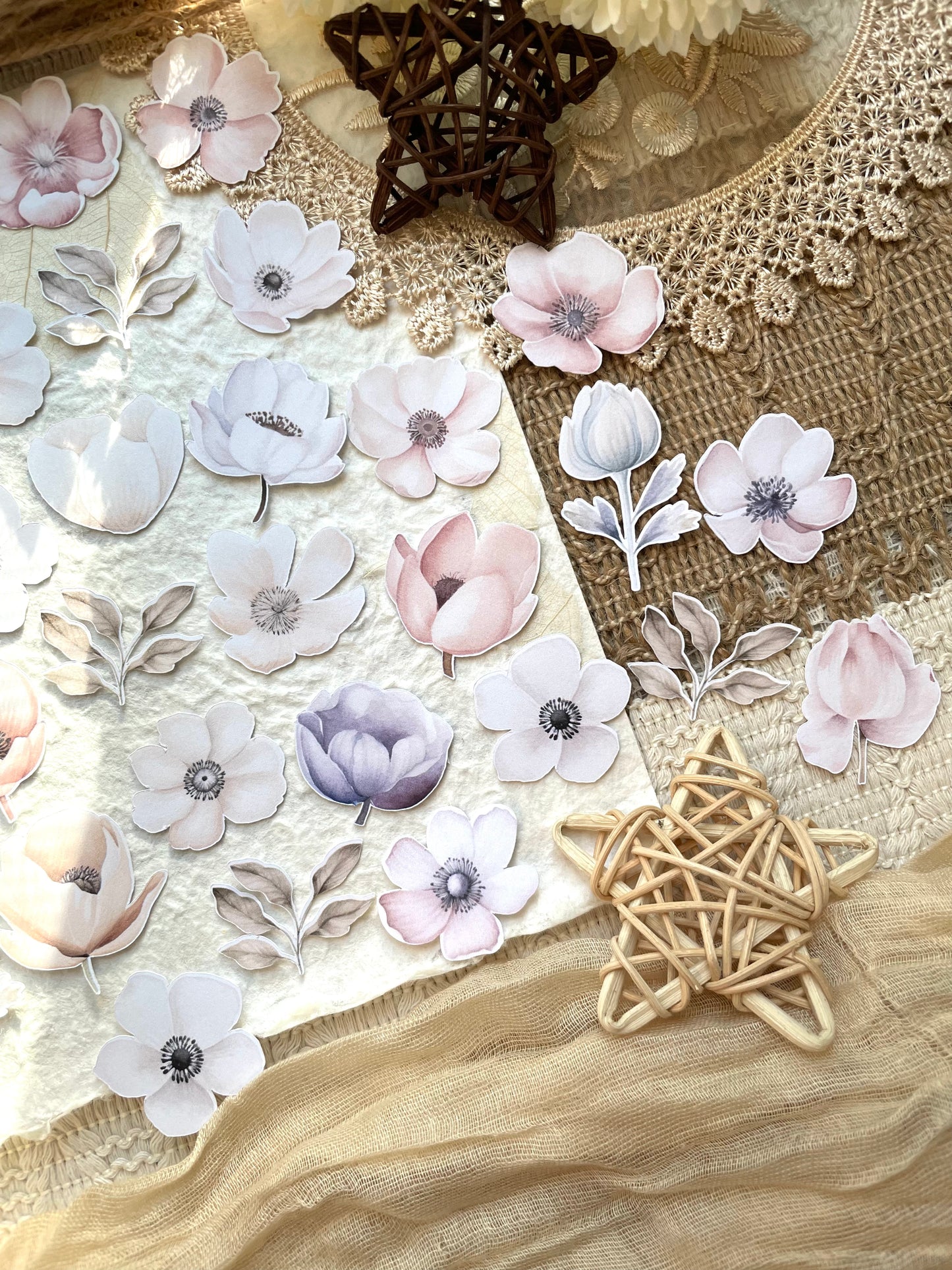 Pastel Watercolour Flower Stickers Set