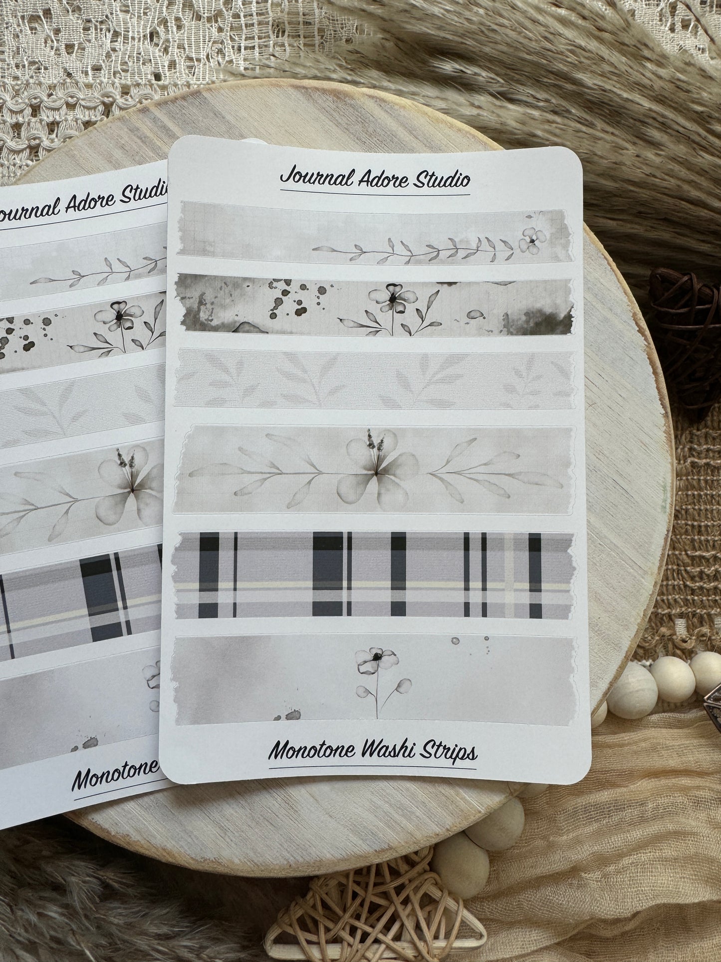 Monotone Washi Strips Sticker Sheet