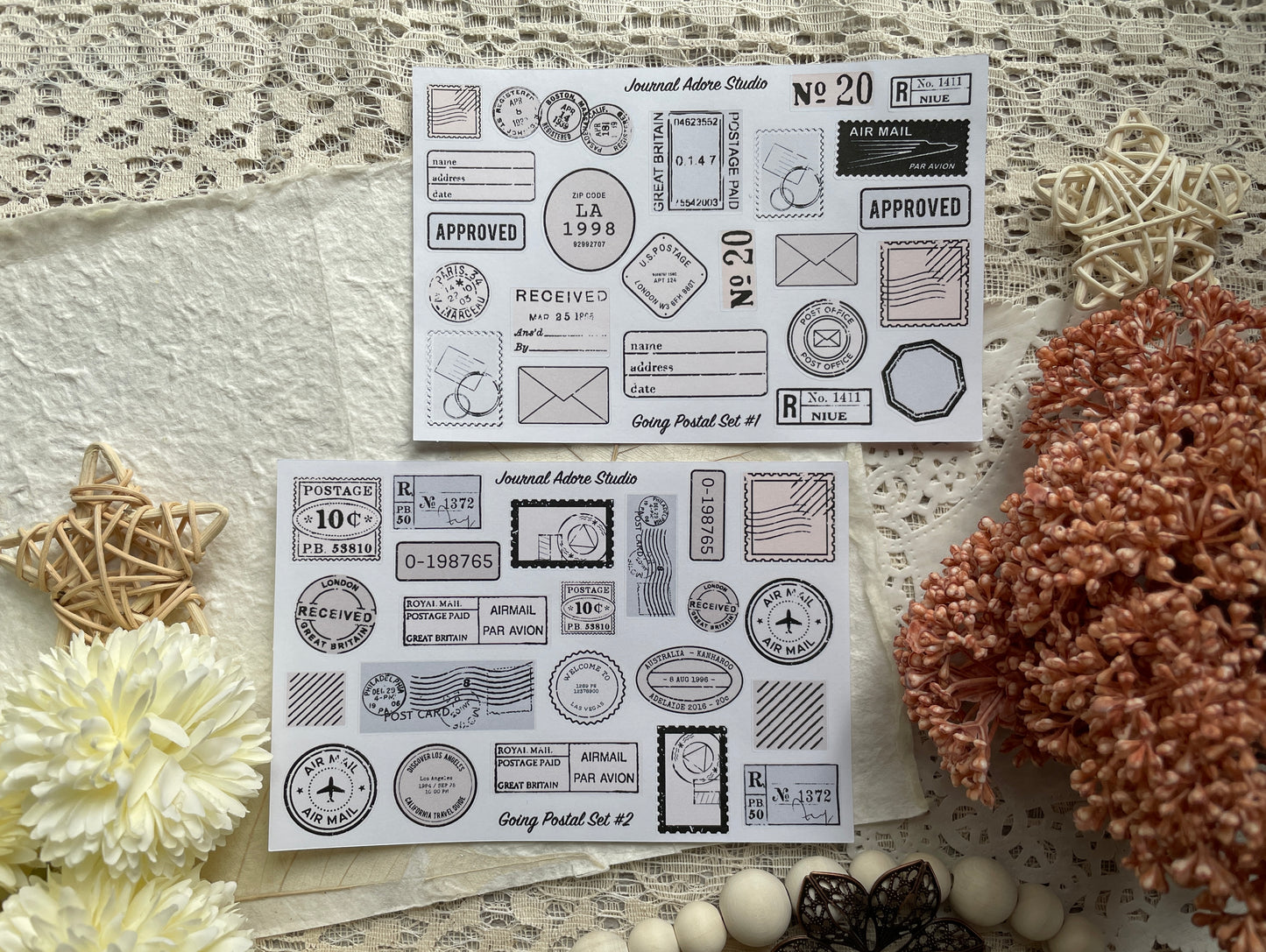 Postal Sticker Sheet Set