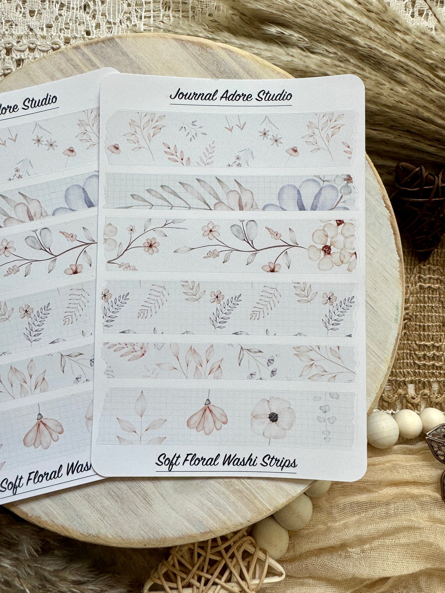 Soft Floral Washi Strips Sticker Sheet