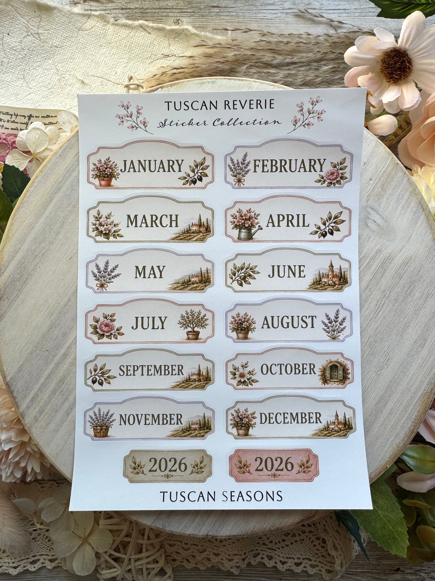 Tuscan Reverie Planner Sticker Sheets