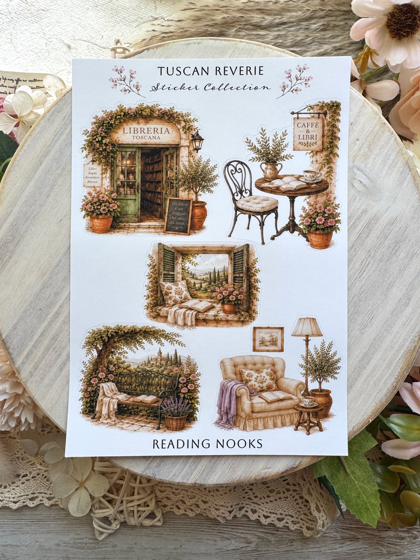 Tuscan Reverie Reading Journal Sticker Sheets